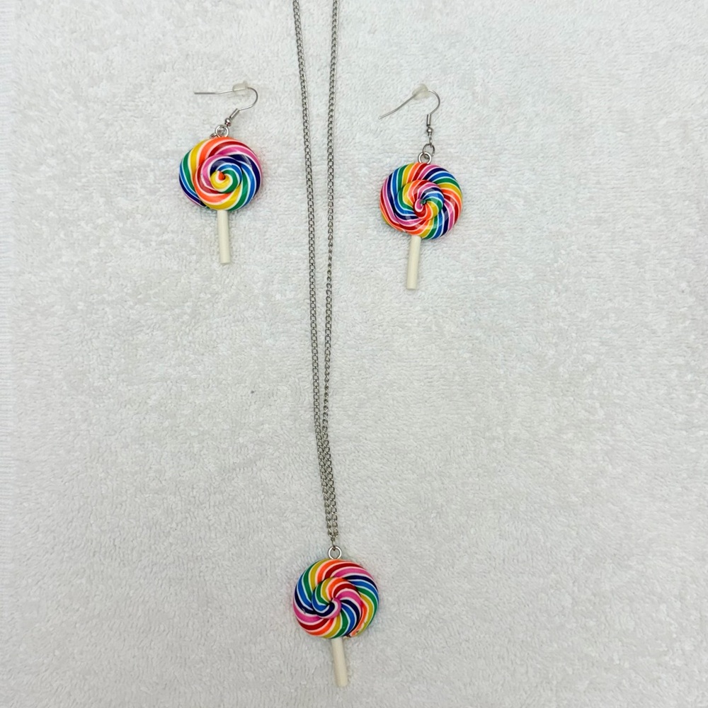 Colorful Swirl Lollipop Jewelry Set